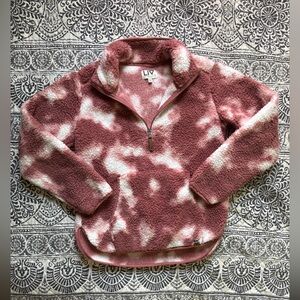 Pink and White Fleece Pullover Sherpa